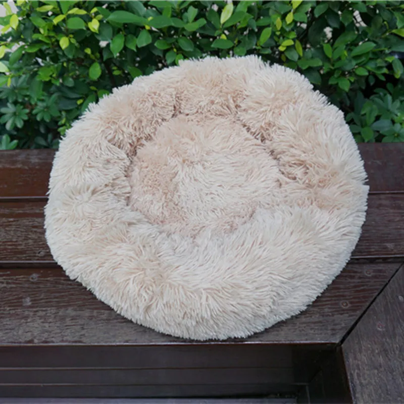 Morbido Rotondo Lavabile Peluche Canile Casa Gatto Cani Letto Grande Labrador Mat Calmante Pet Divano A Pelo LJ201028