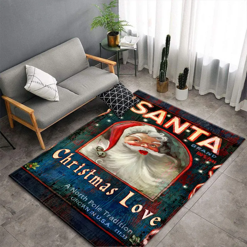 Merry Christmas Carpet For Living Room Bedroom Kids Large Size Floor Rug Home Hallway Tatami Children's Decoration Sofa Bath Mat 220301