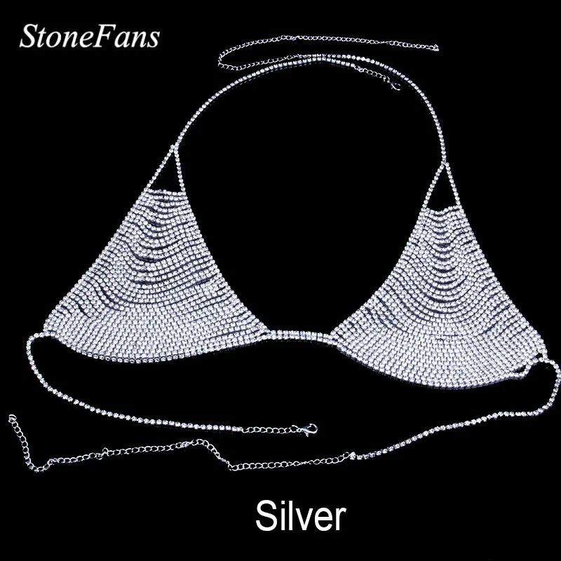 Autres Stonefans Conception Corps Soutien-Gorge Chaîne Creux pour Femmes Sexy Cristal Corps Chaîne Collier Bikini Prom Show Bijoux 221008