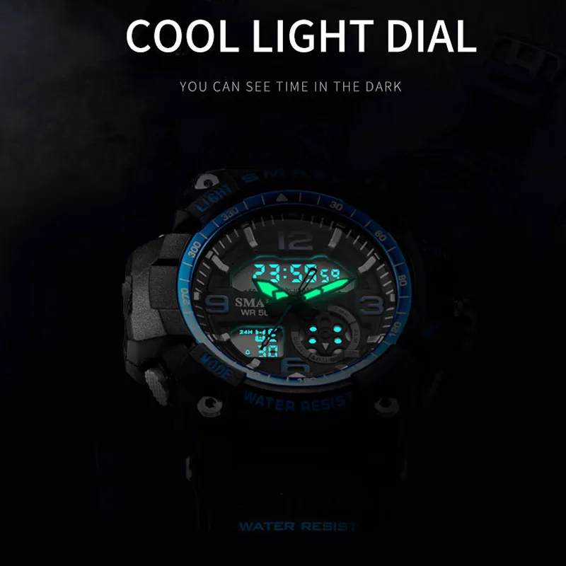 SMAEL femmes Sport montre numérique électronique Quartz double cœur affichage LED étanche montres décontracté étudiant montre-bracelet fille horloge 20218v
