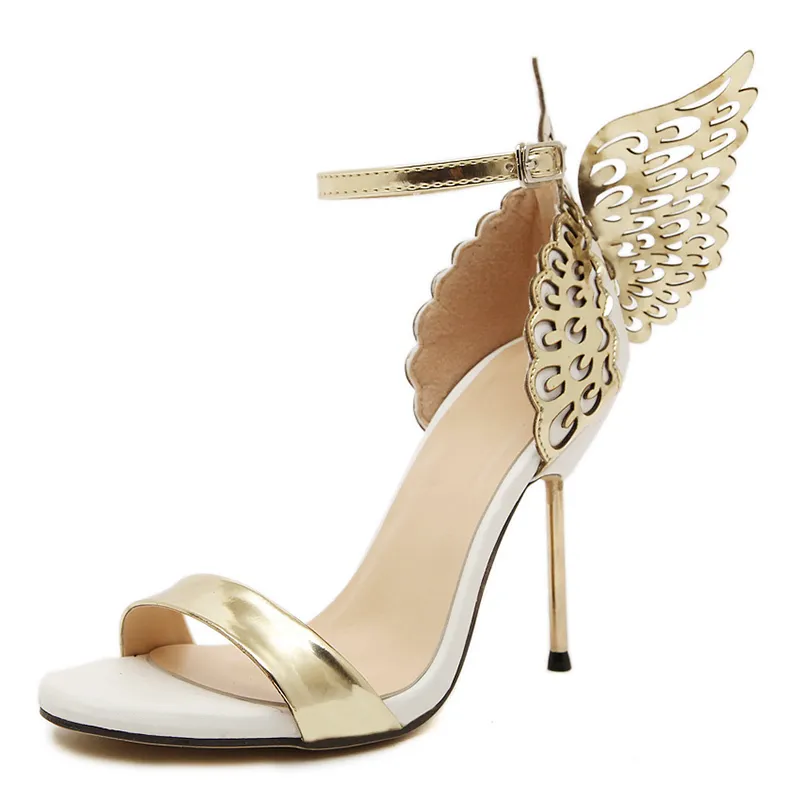 Sondr 2020 Asas de borboleta de verão Peep Toe Sandals Sapatos Sapatos Steletto Salto alto Sandálias de fivela de cor sólida sandalias Mujer J1201299684