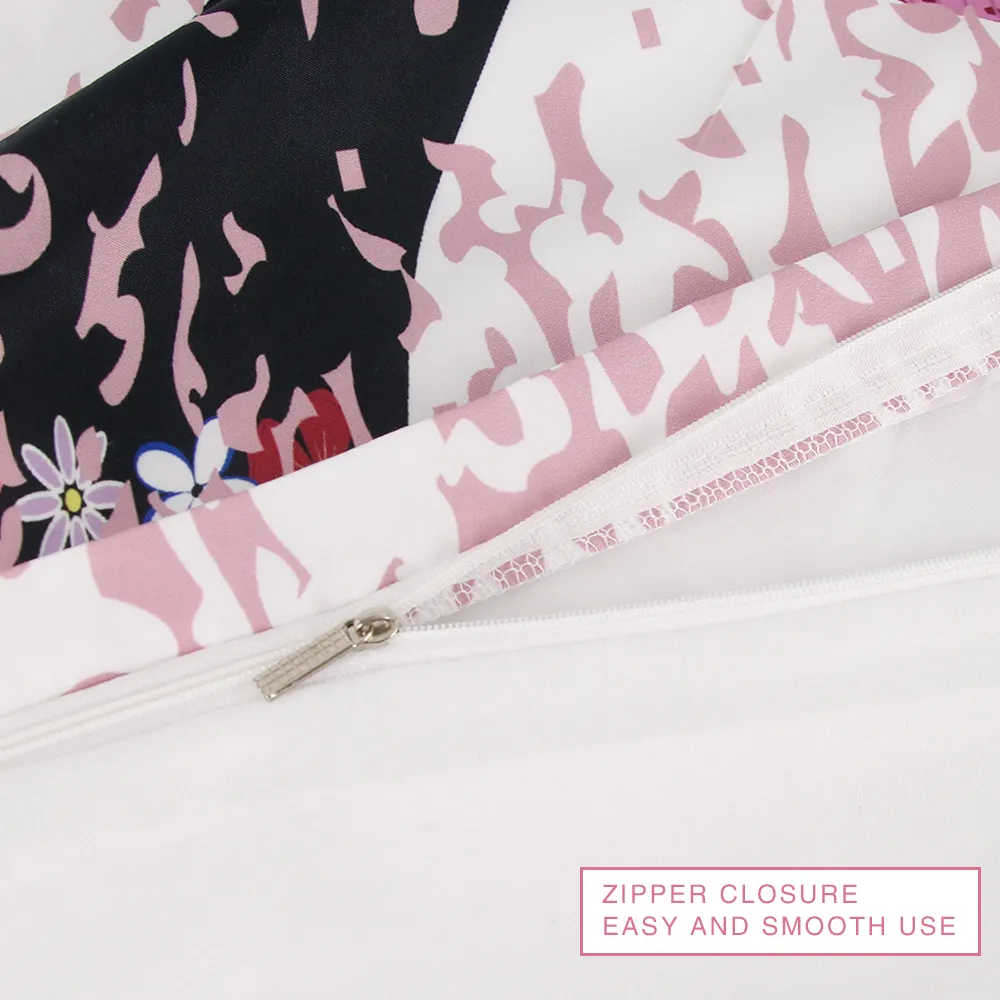 Miraciille Pink Peri Bedclothes 3D Baskı Nevresim Yastık Kılıfı Kız Yatak Odası Yatak Setleri Evi Tekstil Twin Tam Boyut 2250U