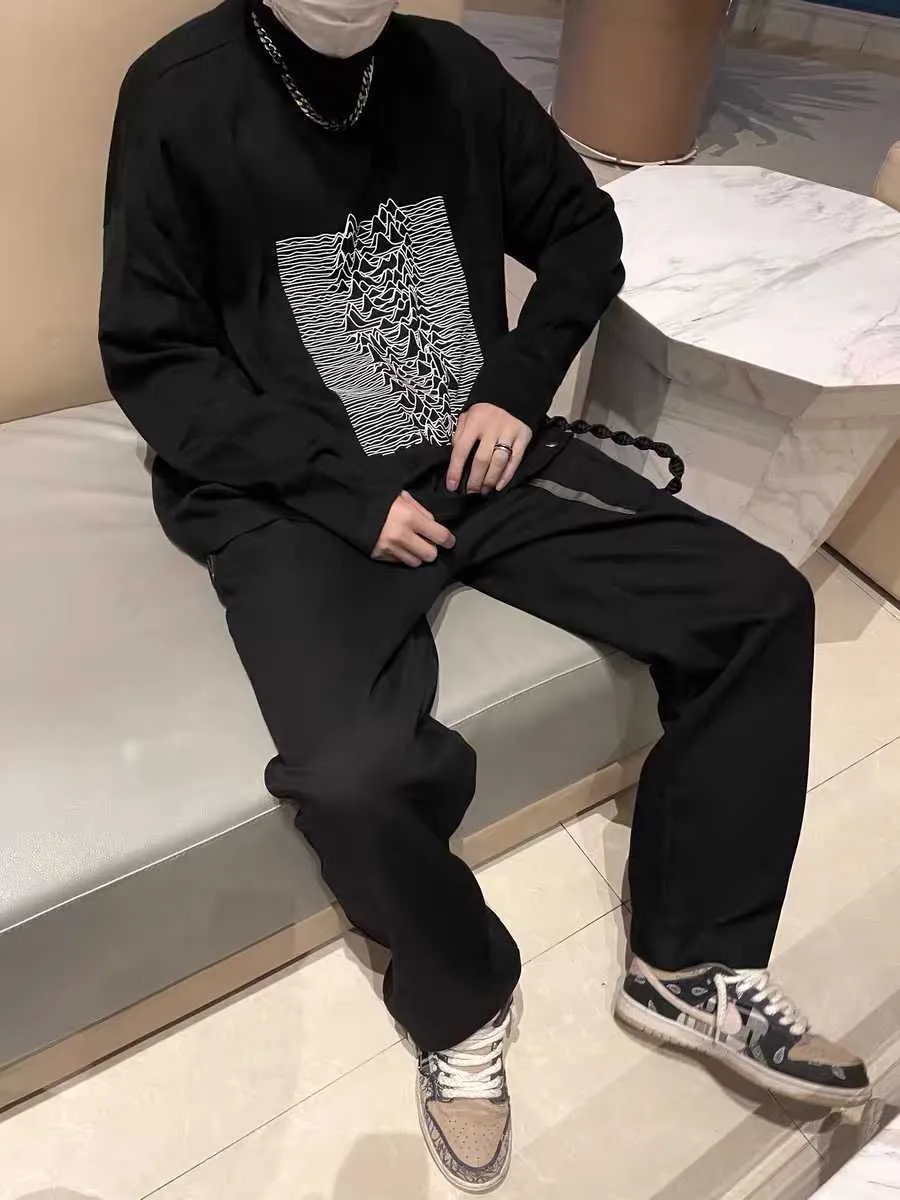 Mäns Hoodies Raf Style Simons Turtleneck Joy Division Pulse Ull Långärmad Botten Lös silhuett UC