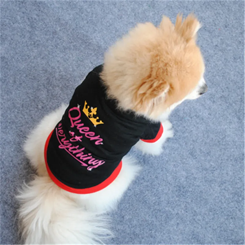 كوين تاج تصميم الحيوانات الأليفة للملابس الصلصال T Shirt Dog Summer Cute Pug Clothing Beautiful Cat Puppy S Y200917