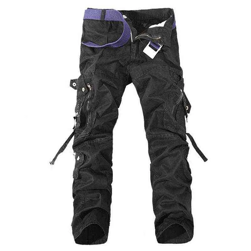 Homens Tactical Carga Calças Trabalho Macacões Ao Ar Livre Caminhada Masculino Casual Sweatpants Algodão Militar Multi-bolso Calças Jogos H1223