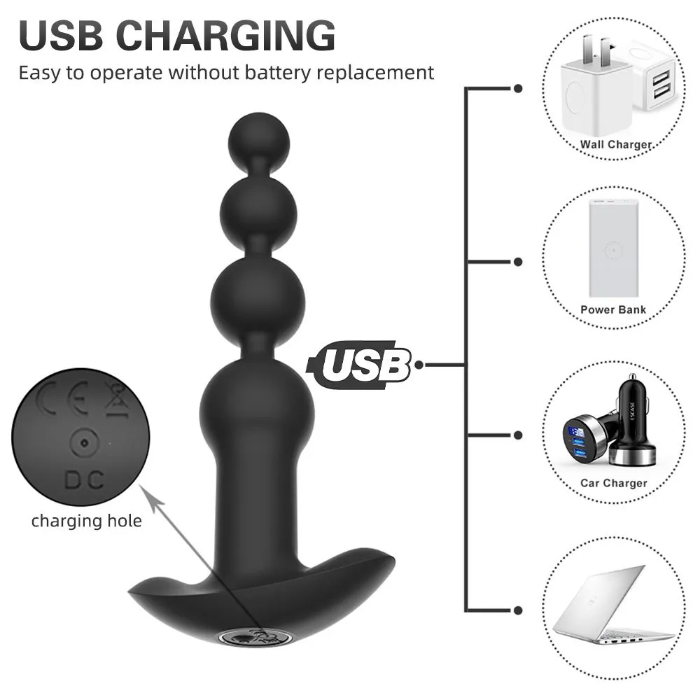 Массаж Высокое качество Силиконовая анальная пробка Анальная пробка Дистанционное управление Массажер простаты Товары для взрослых Анальные шарики Эротические секс-игрушки для C9718241