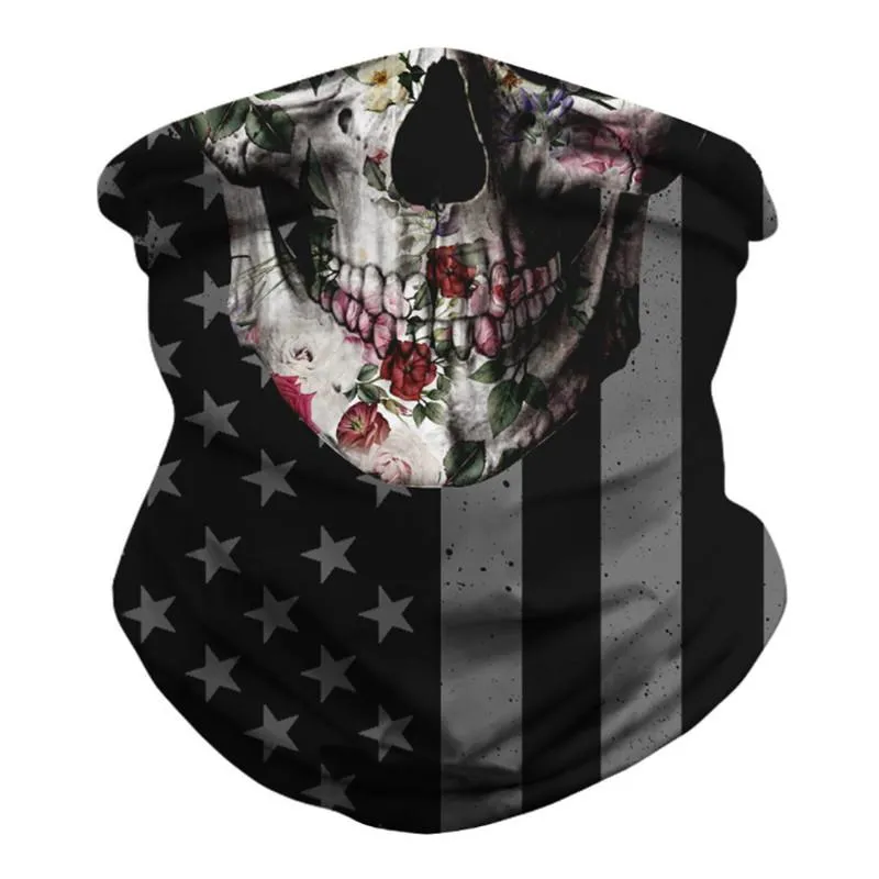 Scarves Arrivals Halloween Skull Face Cover Cooling Neck Gaiter Custom Tube Bandana Cycling Headwear Magic Breathable Scarf291F