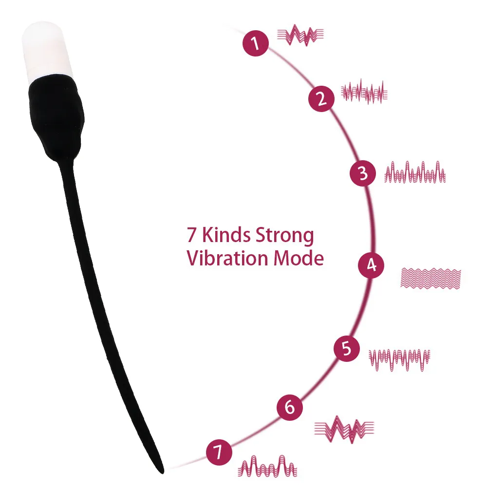 尿道拡張器ペニスプラグ振動挿入尿道プラグカテーテルサウンドバイブレーター7頻度の性玩具アダルト5229965