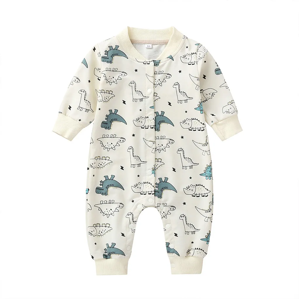 Recém-nascido roupas de manga comprida macacão unisex recém-nascido menino menina fantasia desenhos animados dinossauro onesie toddler roupas infantil outono 201030