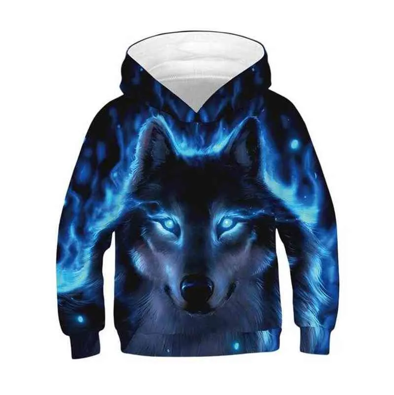 Garçons Filles Loup Patterning Hoodies Automne Hiver Adolescent Enfants Animal À Capuche Infantil Toddler Garçon Costumes Sweat Vêtements 220125