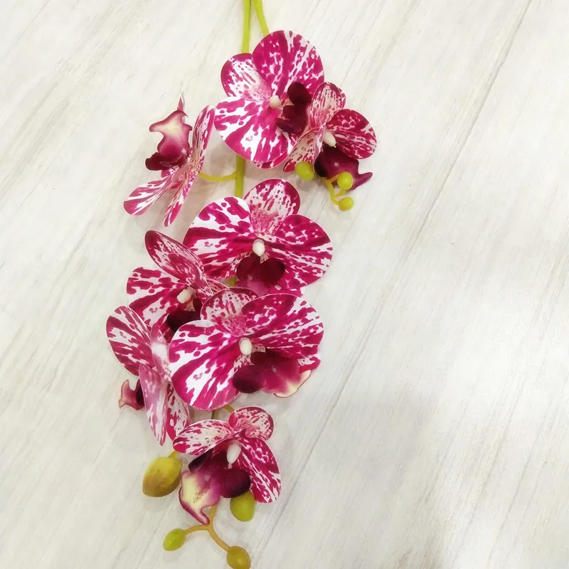 5 pièces fleurs d'orchidées papillon artificielles en latex 8 têtes 2 branches pièce orchidée Phalaenopsis au toucher réel 27 pour décoration florale278W