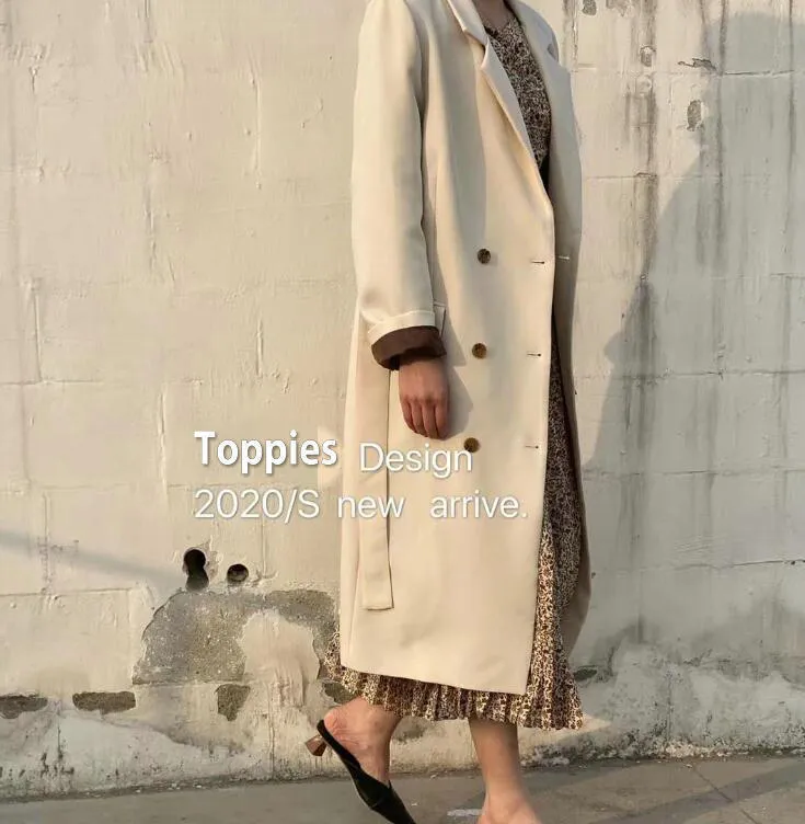 Toppies Printemps Automne Double Boutonnage Long Blazer Mode Coréenne Veste Chic Vestes 201023