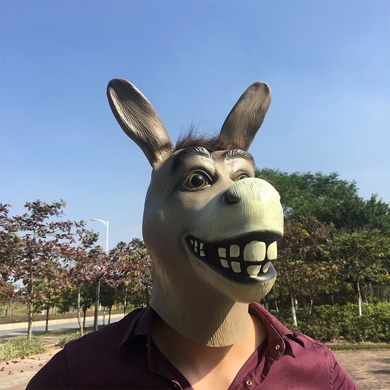 NOUVELLE Logy Funny Donkey Latex Mask Mr Silly Donkey Masque Halloween Cosplay Costume Prop Respirant Festival Party Supplies Y200103
