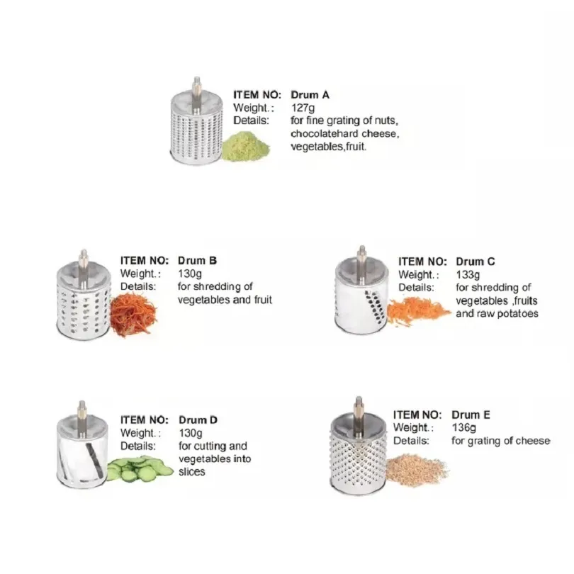 Stainless Steel Universal Mill Grater With Suction Cups And 5 Stainless Steel Drums Vegetable Cutter Slicer and Shredder 201112285K