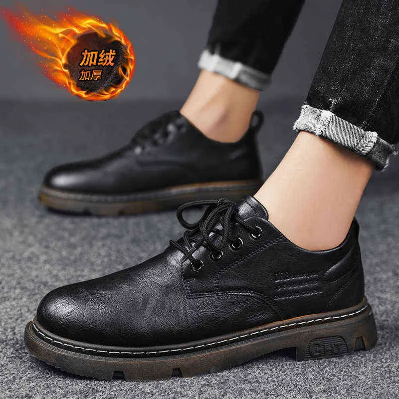 Dress Shoes Handmade Leather Men Fashion Tooling Business Work Classic Mens Winter Warm Boots Driving Size 39-44 220223