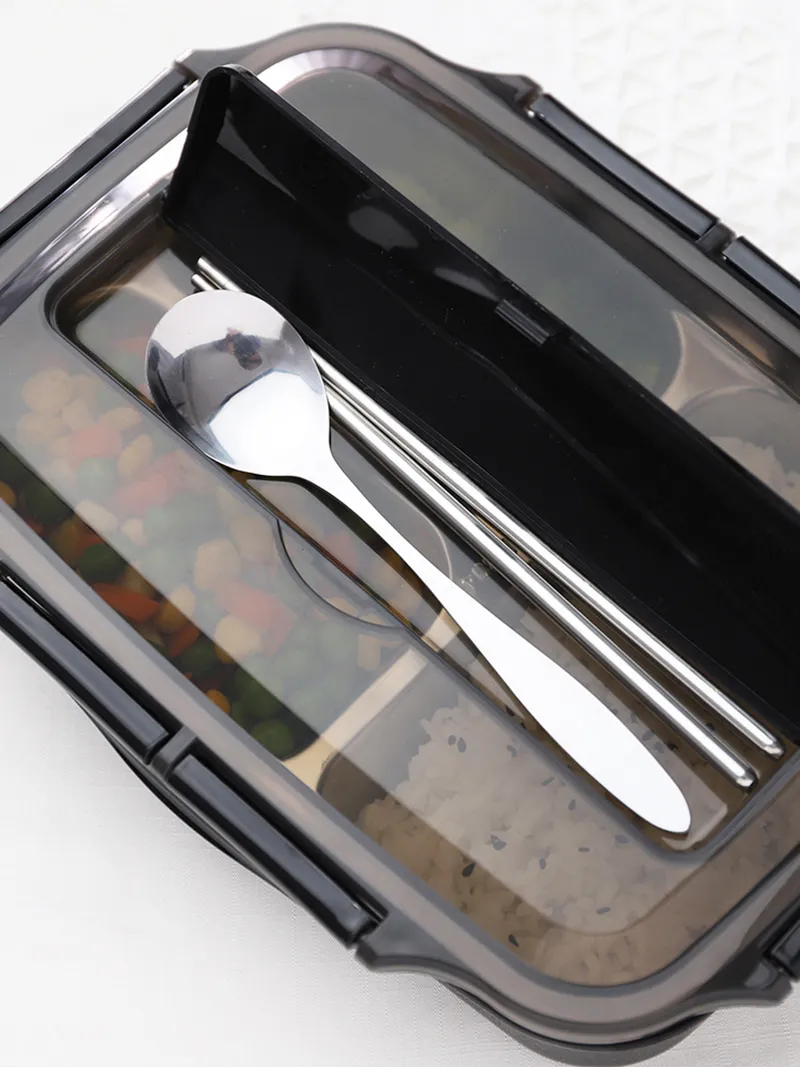 Conteneurs de boîte à lunch thermique en acier inoxydable avec compartiments Boîte à bento étanche Conteneur de nourriture Pique-nique Office School Lunchbox 201029