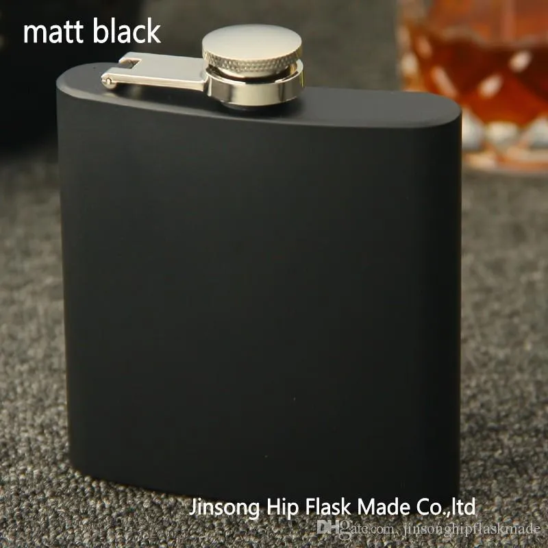 Matt black 6oz Liquor Hip Flask Screw Cap,100% 304 stainless steel , laser welding,Personalized logo Free