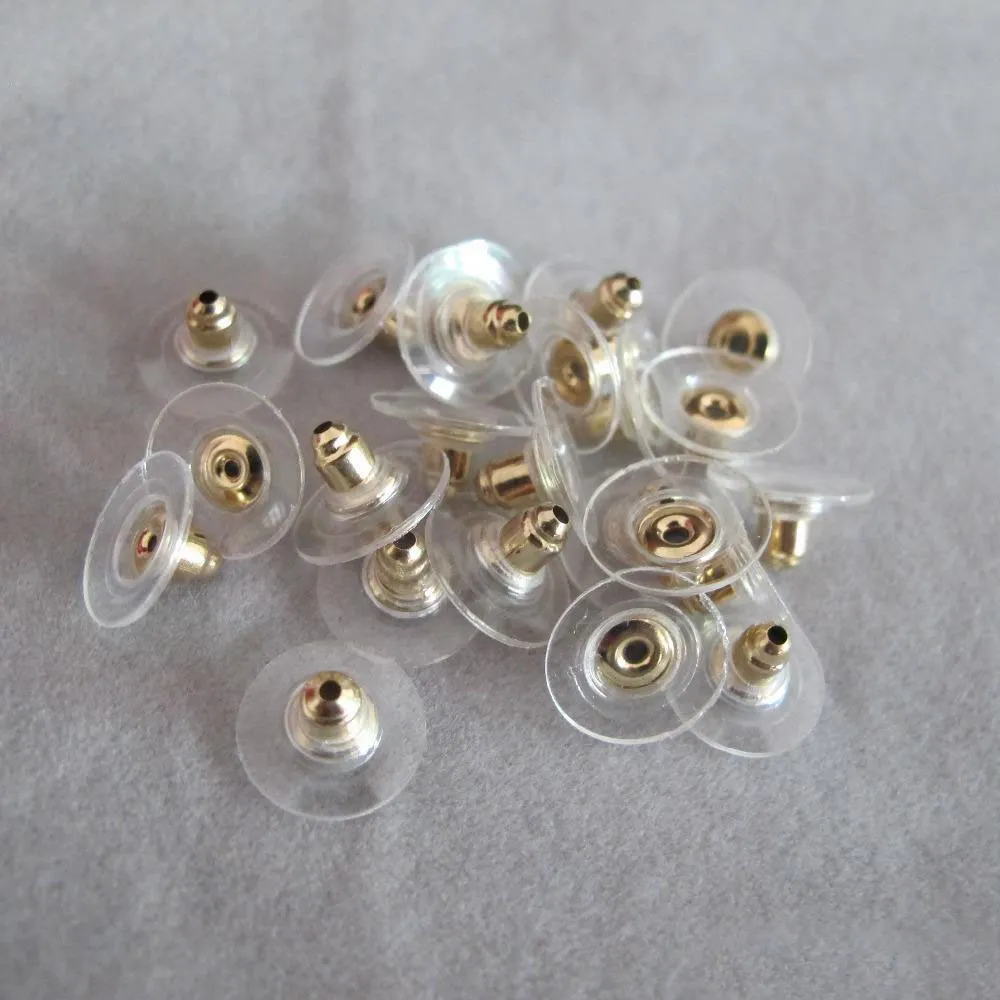 1000 unids / lote Chapado en Oro y Plata Forma de Disco Volador Pendientes Tapones Earnuts Pendientes Tapones Aleación Encontrar Accesorios de Joyería Co233c