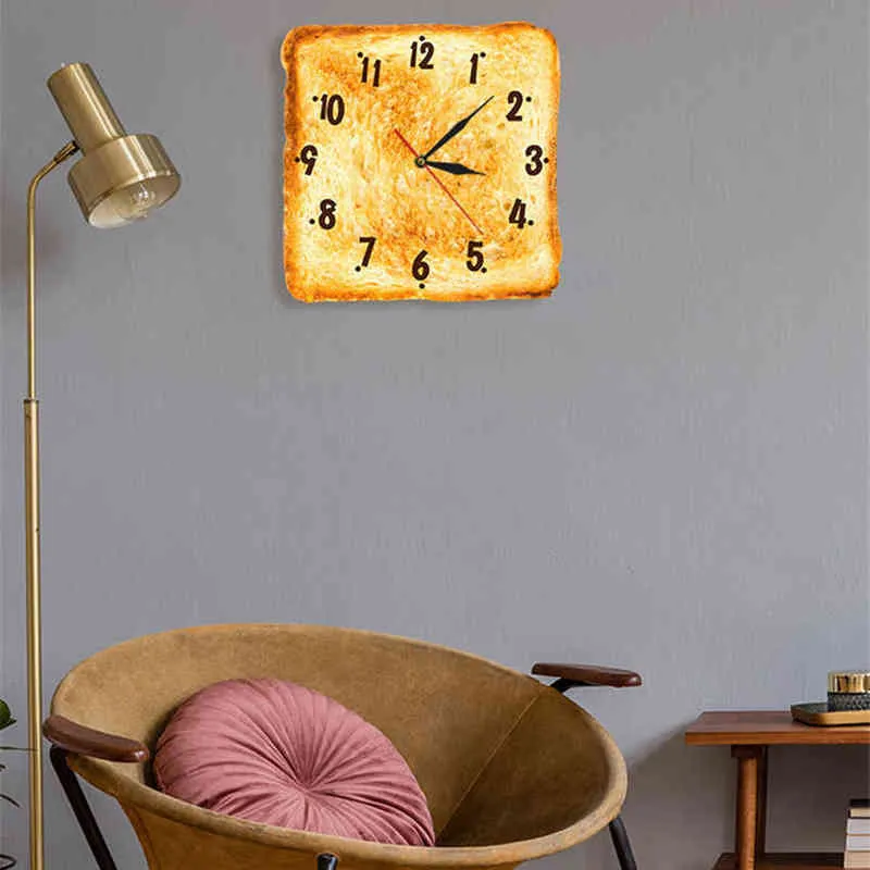 Pane cotto Orologio da parete moderno 30cm Orologio da parete analogico Decorazione Orologio da parete quadrato panetteria Ristorante Cucina domestica H1230