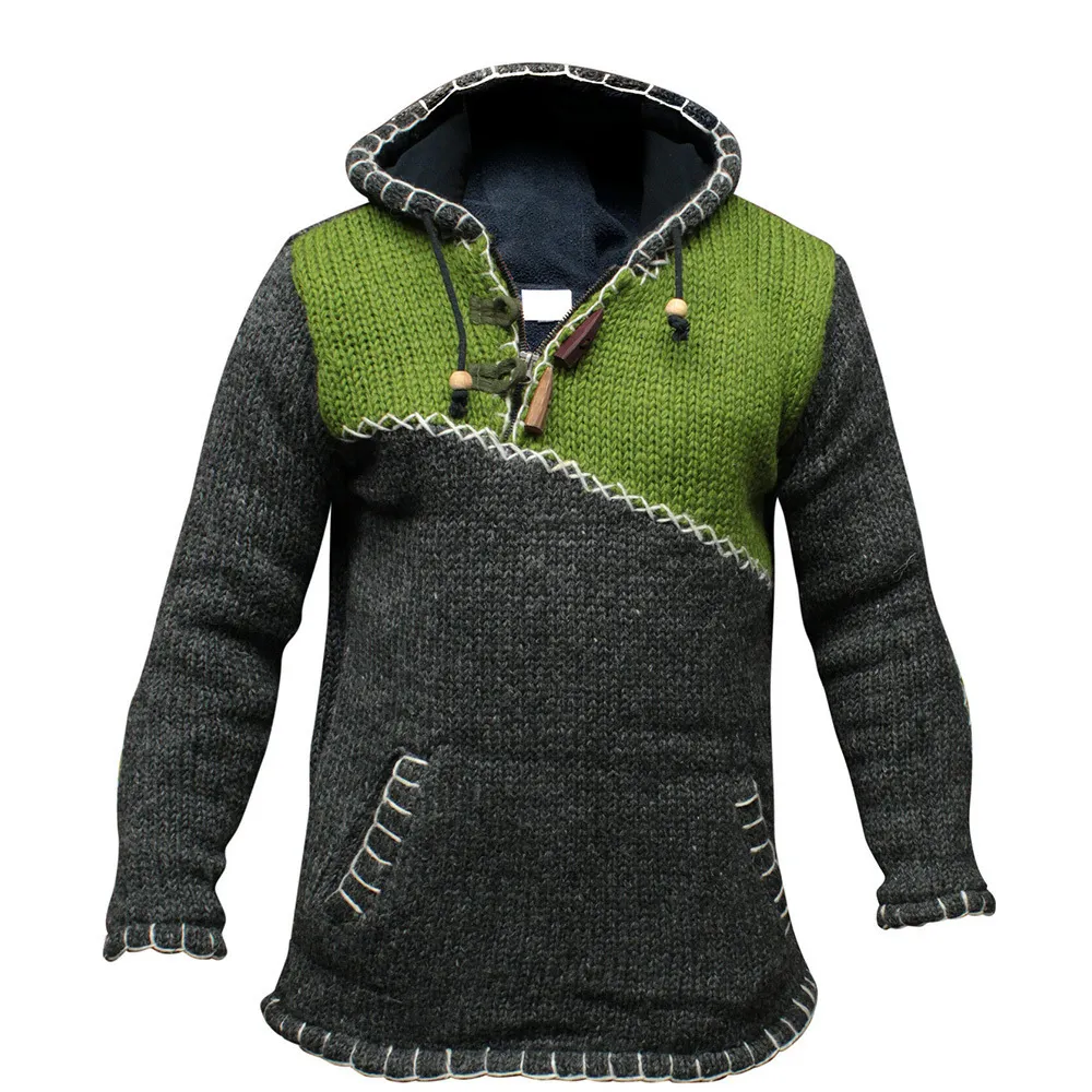 Pull tricoté hommes pull à capuche pull Streetwear recadrée automne à la mode épissé grande taille couture sweat à capuche 201117
