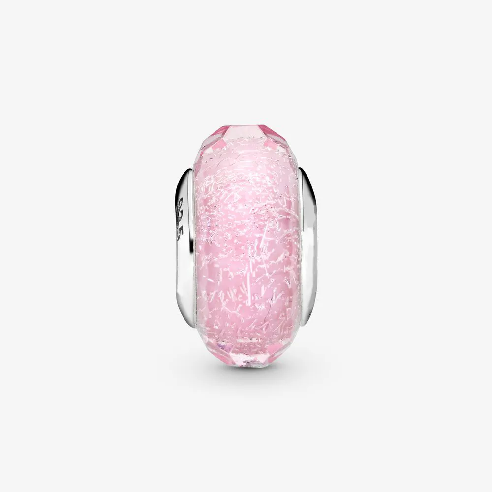 Nowy przylot Autentyczny 925 Sterling Srebrny Pink Murano Glass Charm Fit Fit Oryginalny Europejska Bransoletka Bransoletka Modna Akcesoria 228p