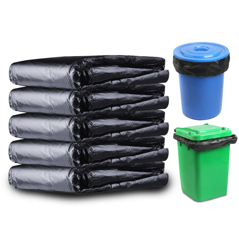 새로운 쓰레기 봉투 블랙 헤비 듀티 라이너 강한 두꺼운 쓰레기 가방 빈 라이너 일회용 쓰레기 가방 대형 용량 내구성 201111