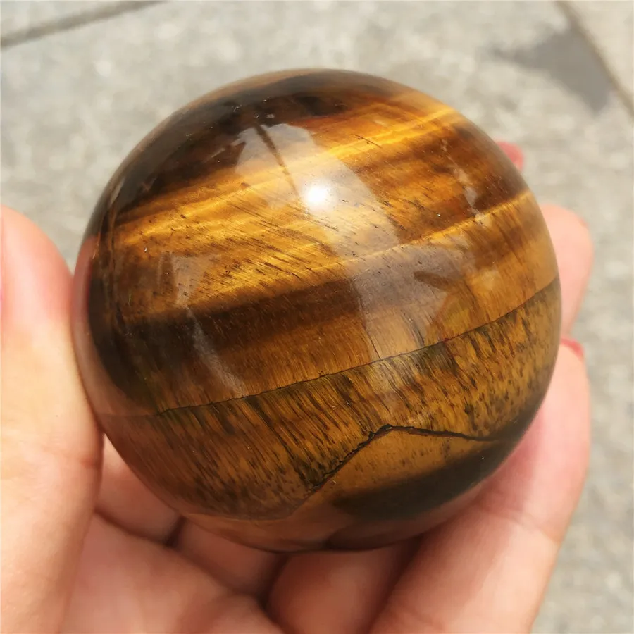 1 Uds Ojo de Tigre raro tallado Natural esfera soporte de bola Chakra curación Reiki piedras talladas artesanías enteras T2001176811640