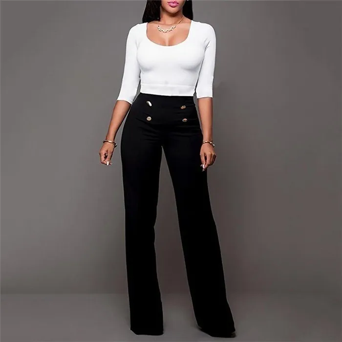 ZOGAA Women Fashion Wide Leg Pants Strech Trousers Ladies Flared Loose High Waist Slacks Female Solid Straight Pants for Woman 201031