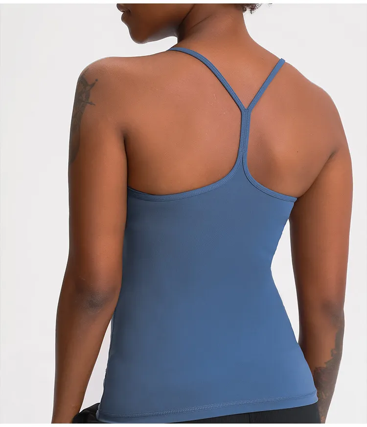 Sexy rückenfreie Yoga-Tops mit BH LU60 Volltonfarben Damenmode Outdoor Yoga Tanks Sport Laufen Gym Shirt Kleidung9668589