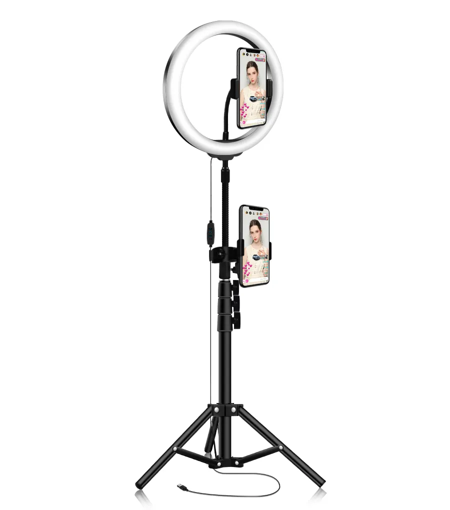 Photo Studio RingLight Kit de transmisión en vivo para TikTok YouTube Selfie Vlog Video Iluminación fotográfica Teléfono Anillo de luz con trípode