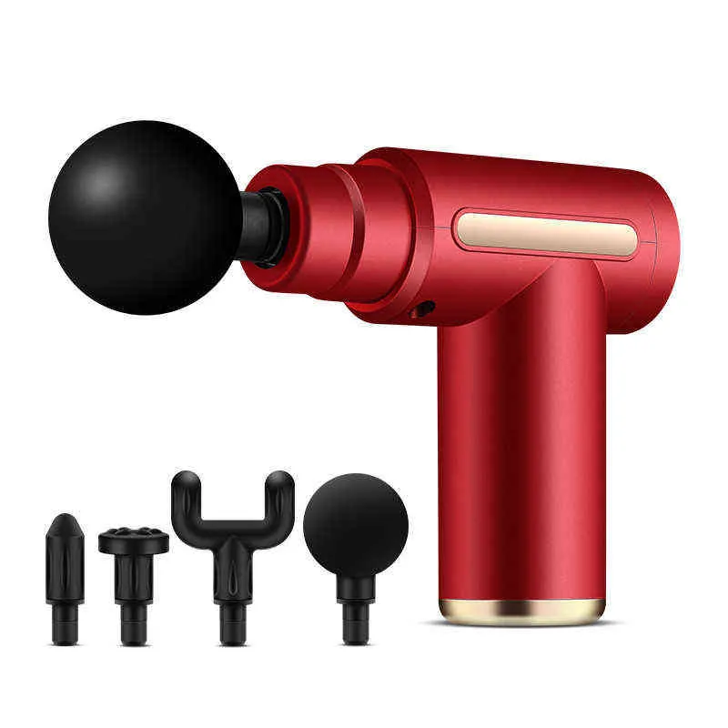 Massage Gun Portable USB Uppladdningsbar Djupvävnad Percussion Muscle Massager för smärtlindring Fascia Gun Electric Body Massager Y1223