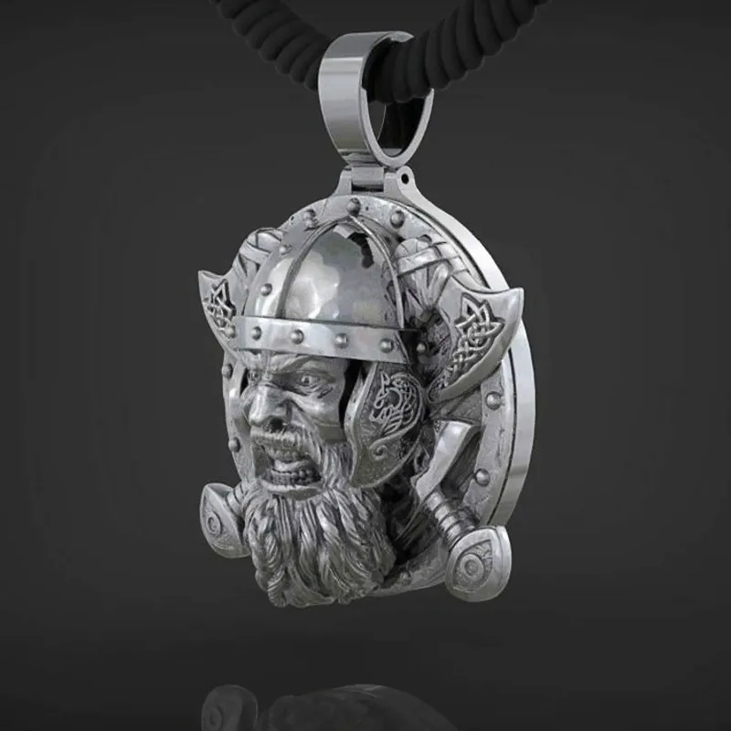 Gioielli nordici retrò uomini Viking Tomahawk Necklace Cioncant 316L in acciaio inossidabile Men039s Punk Skull Knight Jewelry1937029