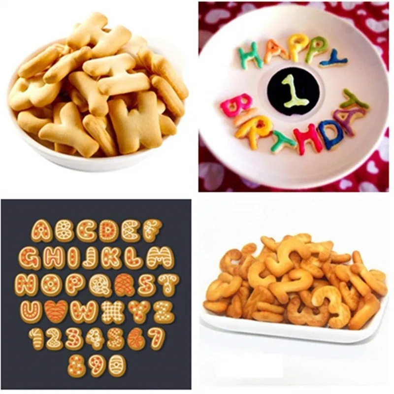 Alphabet Anzahl Keks Form Kleinbuchstaben Großbuchstaben Cookie Stempel Embosser Cookie Cutter Fondant Kuchen Dekorieren Werkzeug 201319z