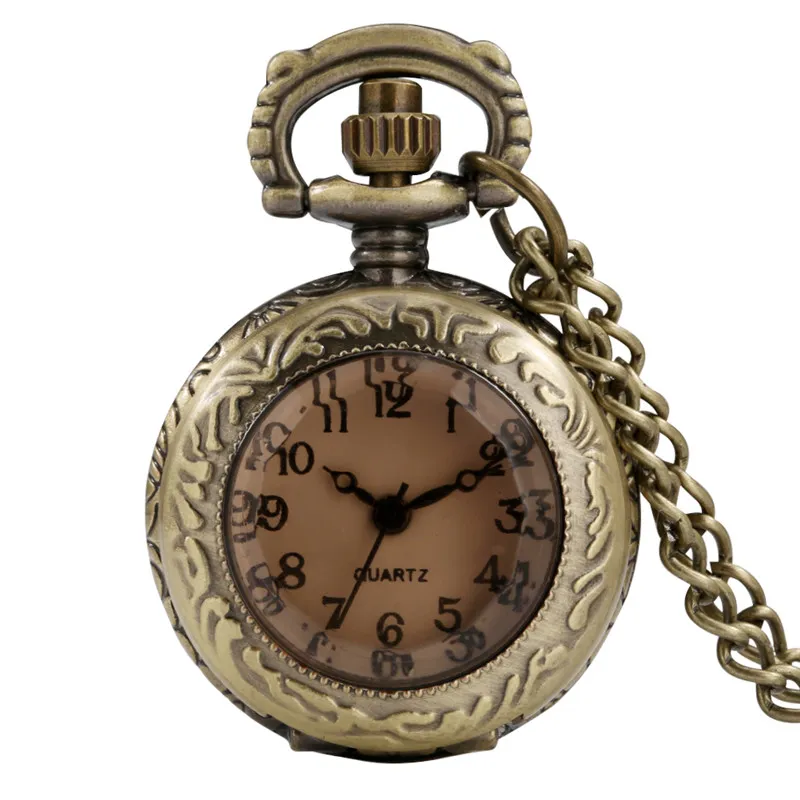 Adorável mini tamanho pequeno relógio de bolso clássico antigo quartzo analógico relógios relógio para homens mulheres crianças colar pingente corrente gift282d