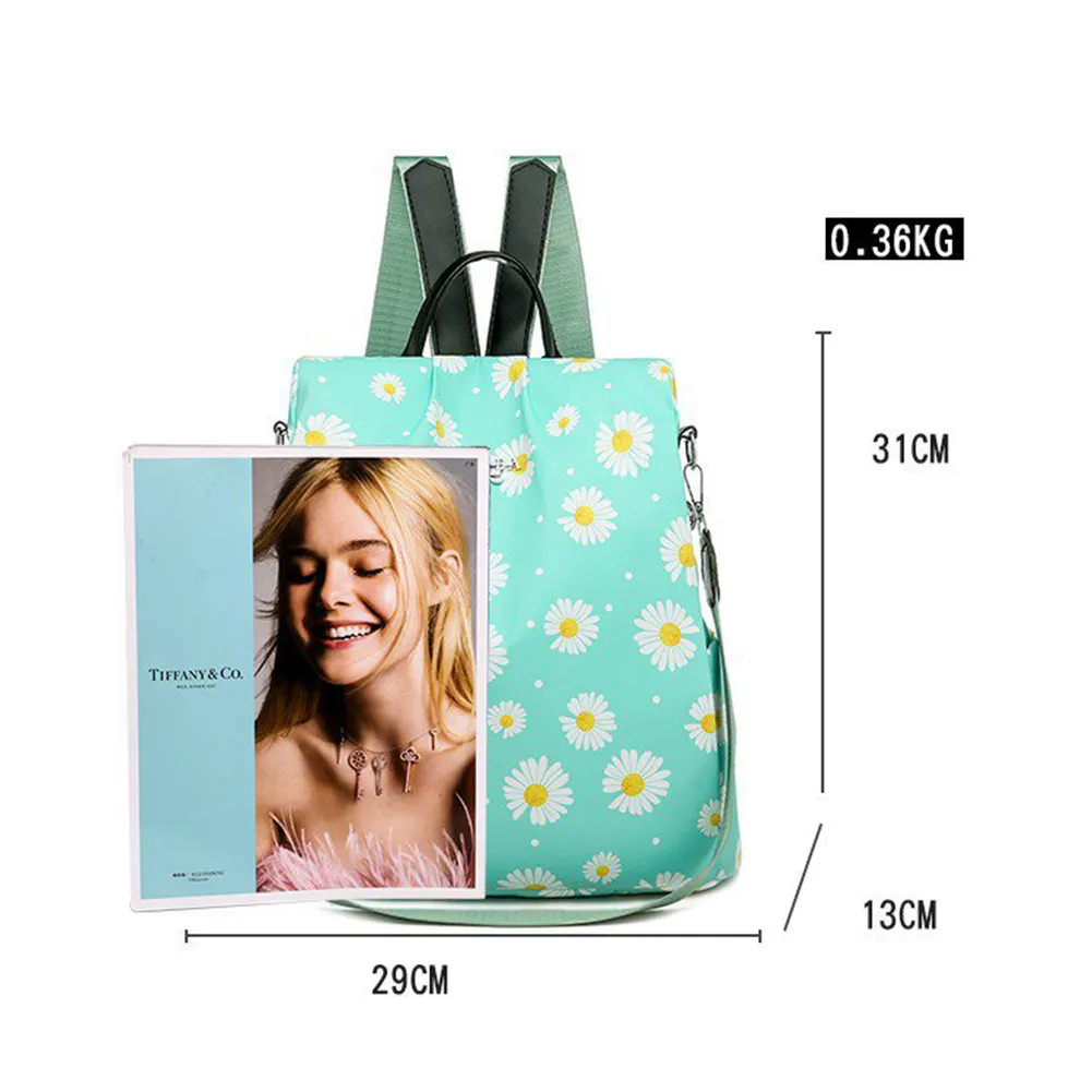 2020 Mode Frauen Daisy Print Rucksack Abnehmbarer Schultergurt Antitheft Outdoor Travel Rucksack School Tasche A11139743492