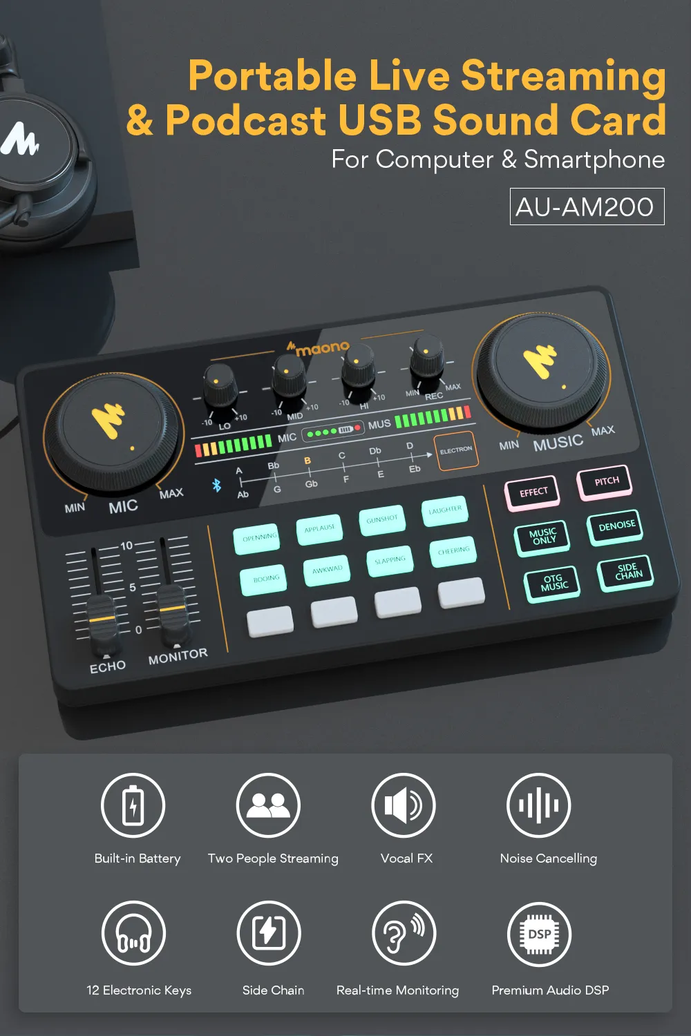 ProMix USB Audio Mixer: Professional Sound Card & Rechargeable ...