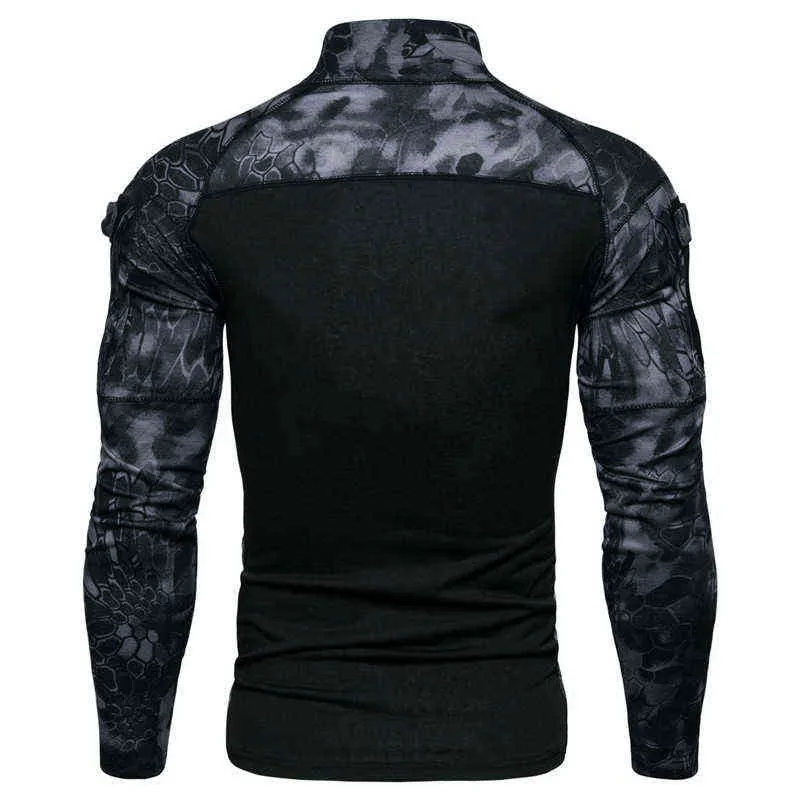 2021 New mens Camouflage Tattico Abbigliamento Militare Camicia Da Combattimento Assalto manica lunga Maglietta Stretta Costume Dell'esercito G1229