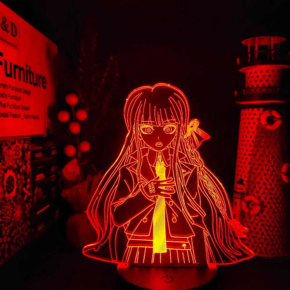 Danganronpa kirigiri kyouko 3d anime lampa illusion led färg förändrade nattljus lampara för jul gåva2190