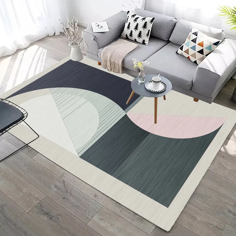 Living Room Carpet Bedroom rugs Bedside Blanket Nordic Minimalist Geometry Crystal Velvet Printed Mat Decoration Rug carpets