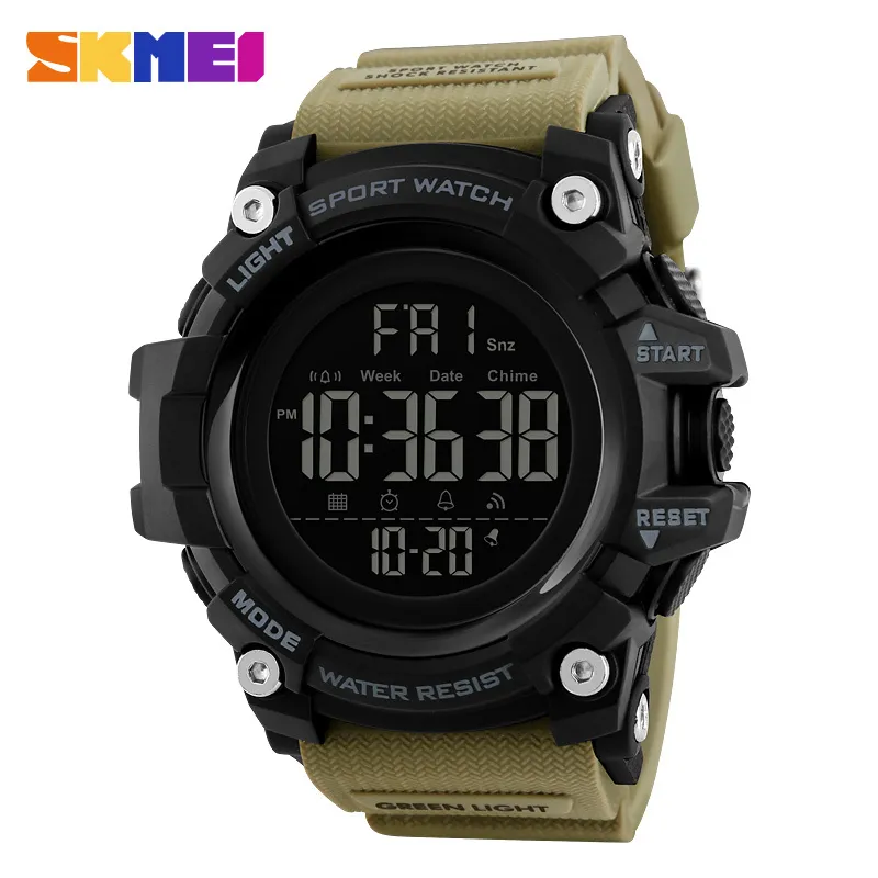 Reloj deportivo SKMEI para hombre, relojes digitales a la moda para hombre, relojes de pulsera impermeables con cuenta atrás y doble horario, reloj Masculino 201273d