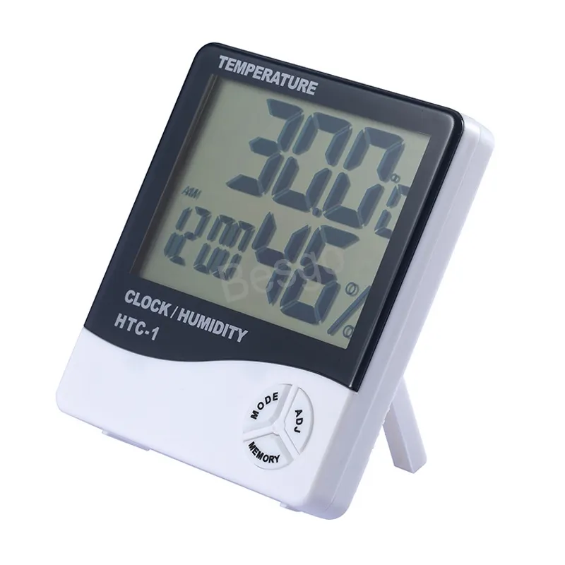 Digital Temperature Hygrometer Clock Humidity Meter Thermometer With Clock Alarm Electronic Indoor Temperature Household Durable BH4394 TQQ