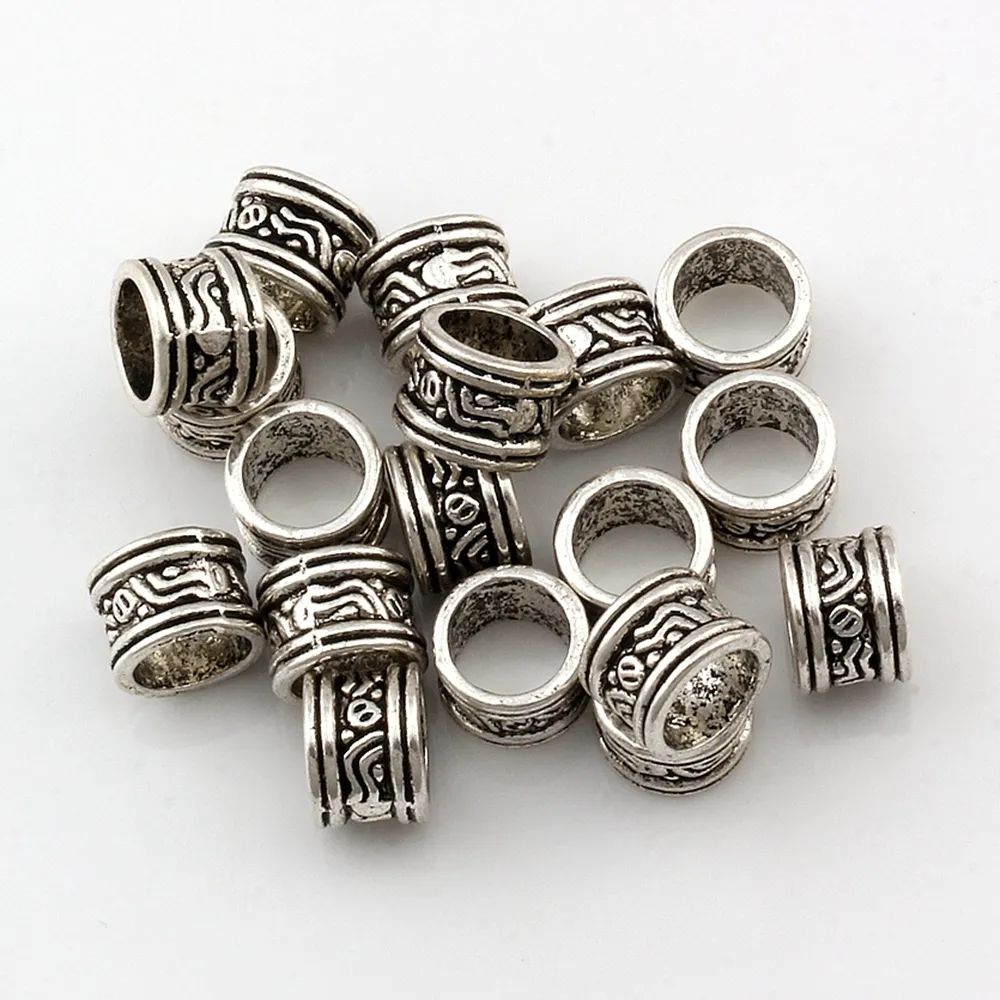 200st Mall Metal Loose Big Hole Spacer Pärlor för smycken som gör fynd armband halsband DIY D-69251J