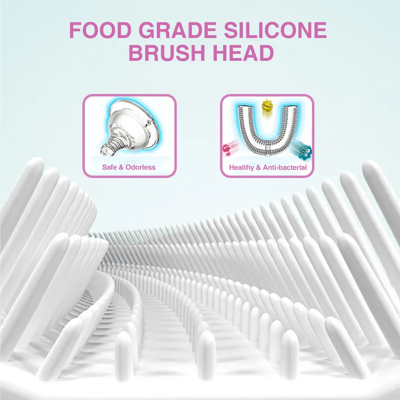 Escova de dentes elétrica Crianças Smart Automatic Sonic 360 graus de dentes Escova dos desenhos animados Padrão de desenhos animados Kit de branqueamento de silicone 220224