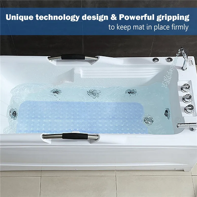 Tapete de banho antiderrapante extra longo com sucção grande 100 x 40 cm Tapete de banheira aplicável a idosos crianças grávidas LJ5315201
