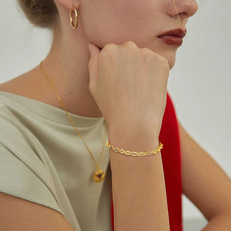 Vnox charmant Flash ed corde chaîne bracelets pour femme dame en acier inoxydable poignet bijoux longueur réglable 269j