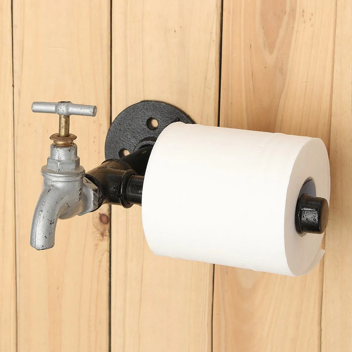 Industrial Iron Toilet Pipe Roll Paper Tissue Roll Holder Faucet Style Rustic Wall Mounted Paper Holder Bathroom Rack Holder T200425