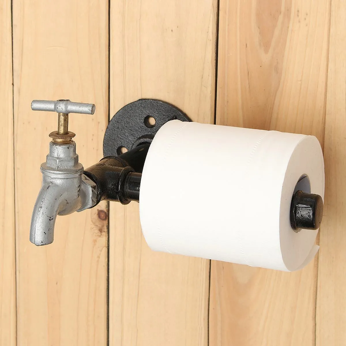 Soporte de rollo de papel higiénico de hierro industrial, soporte de rollo de papel, estilo rústico, soporte de papel montado en la pared, soporte para estante de baño T200425