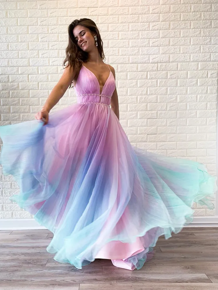 VKBridal Textured Ombre Prom Dresses Organza Długie Suknie Wieczorowe z Ruched Bodice Ball Suknia Balowa Pagewanta Party Gownslj200808