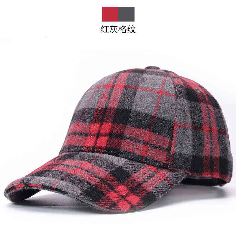 Frauen und Männer Winter Im Freien Warme Filz Schirmmützen Papa Lässige Dicke Casquette Erwachsene Plaid Wolle Baseball Hüte 55-62 cm 220111239q