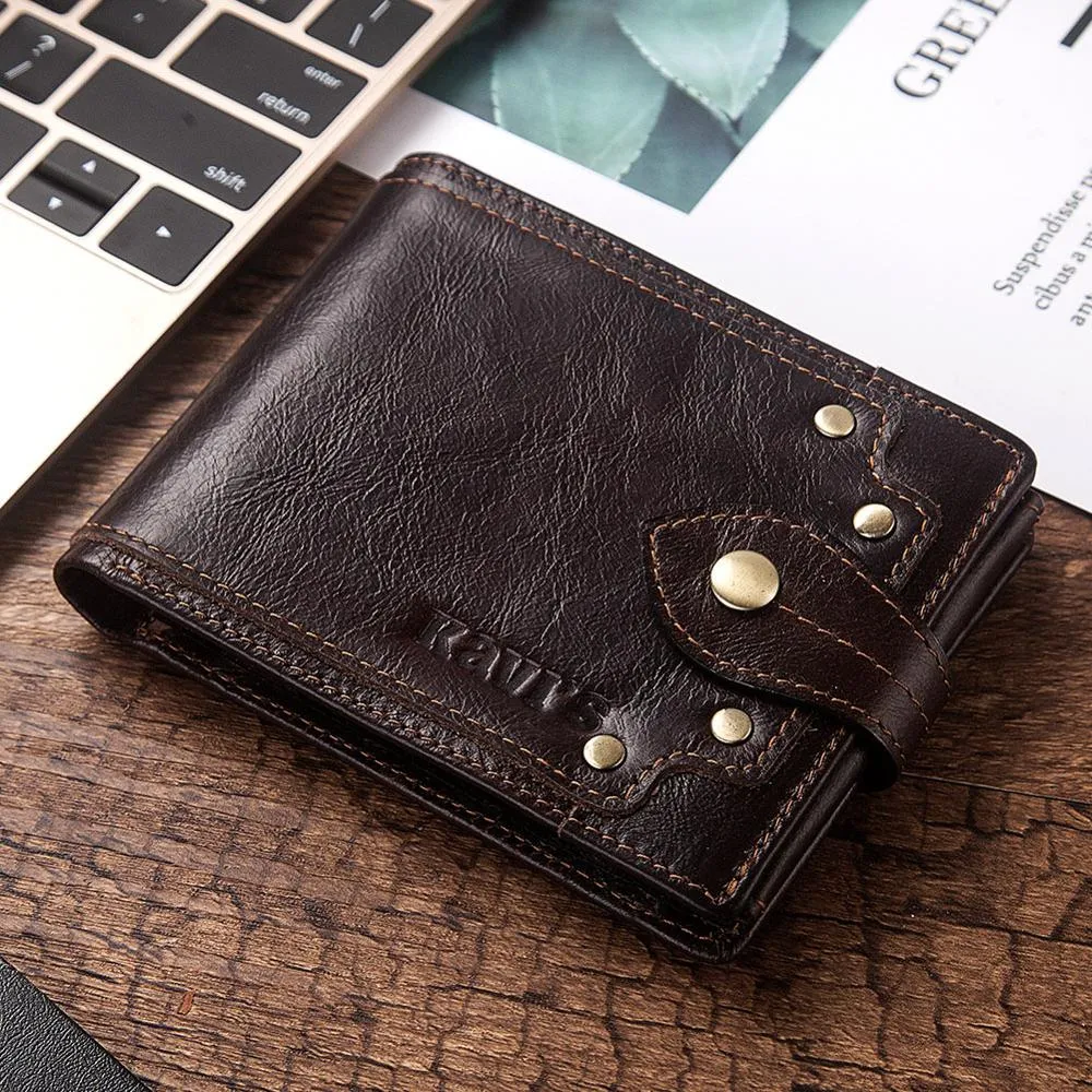 Kavis Genuine Cow Leather Male carteira masculina Pursa pequena RFID Couro Perse Mini Card Storage Walet Bag Hasp Coin Purse2083